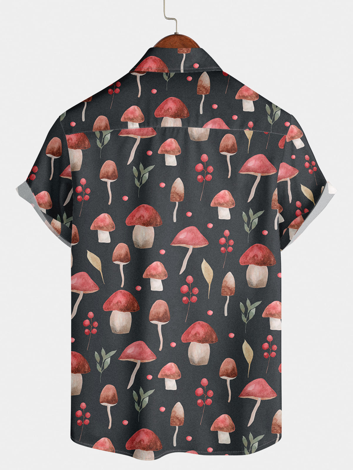 Camicia da uomo a maniche corte con stampa di funghi
