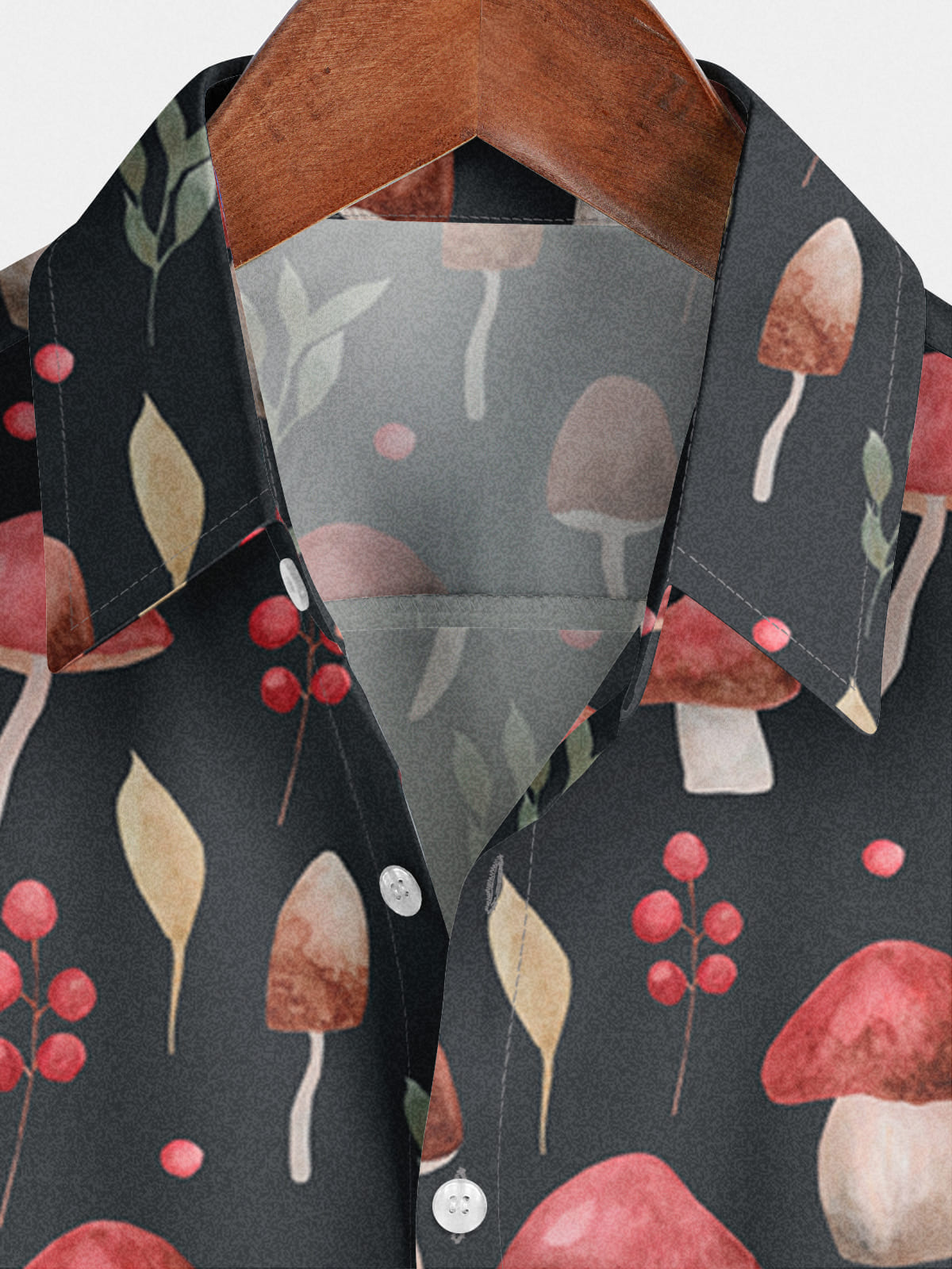 Camicia da uomo a maniche corte con stampa di funghi