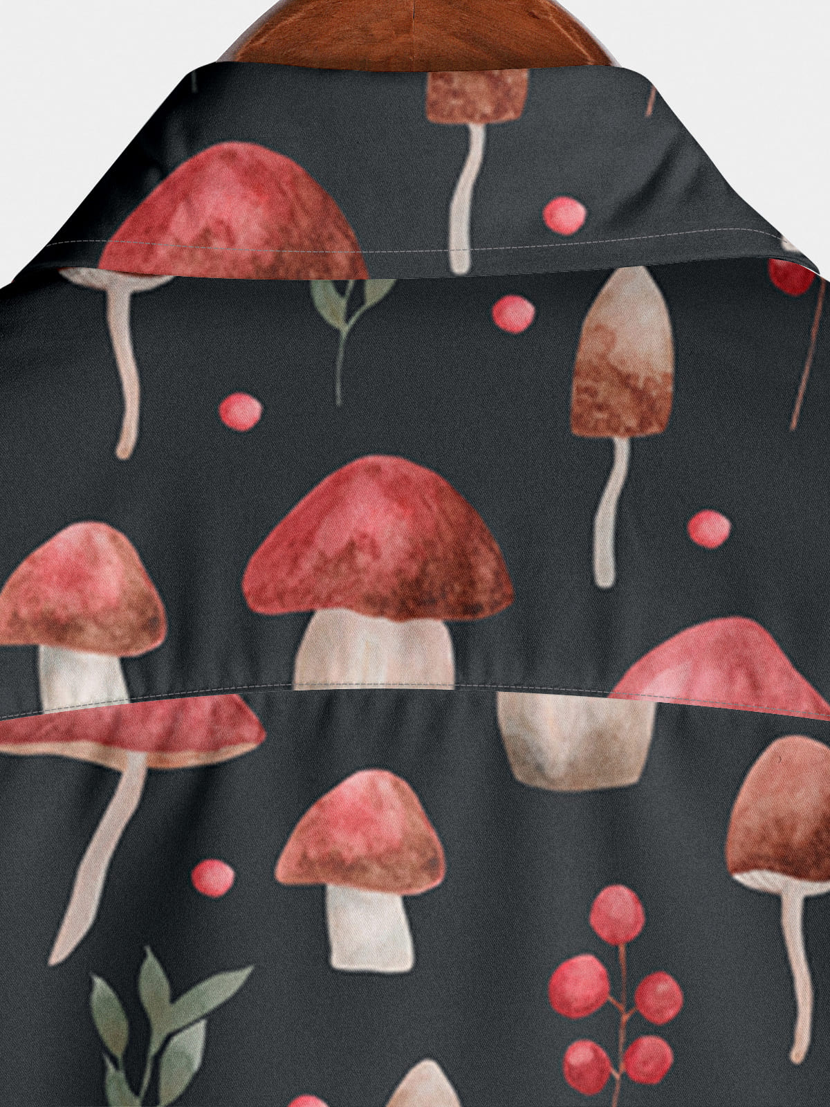 Camicia da uomo a maniche corte con stampa di funghi