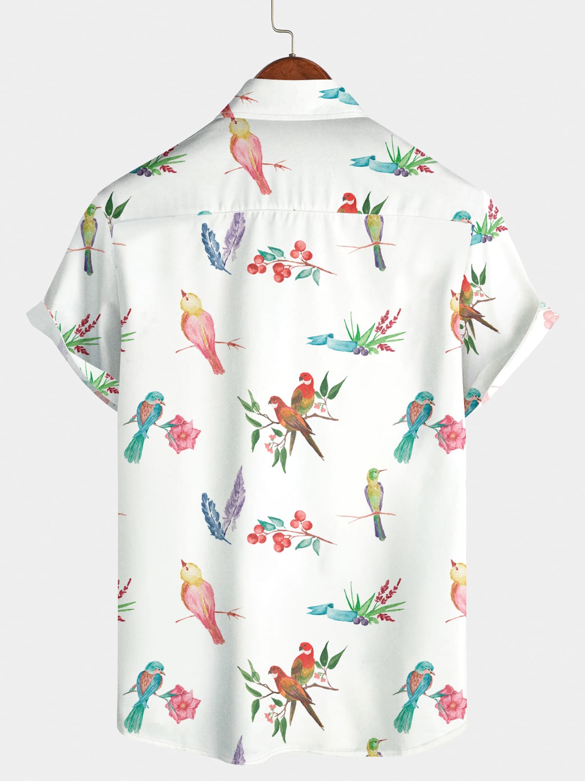 Chemise à manches courtes à imprimé oiseaux pour hommes