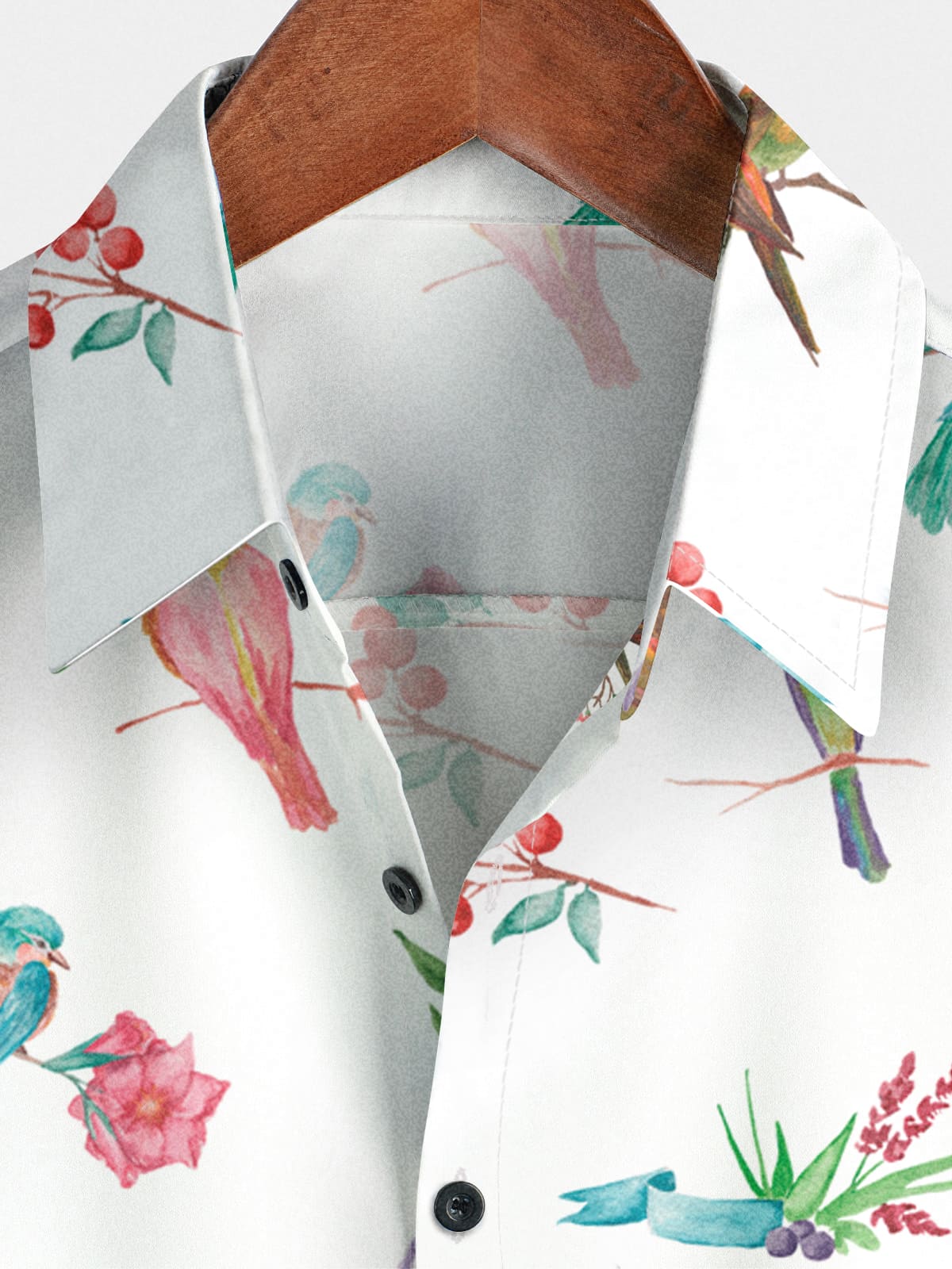 Chemise à manches courtes à imprimé oiseaux pour hommes