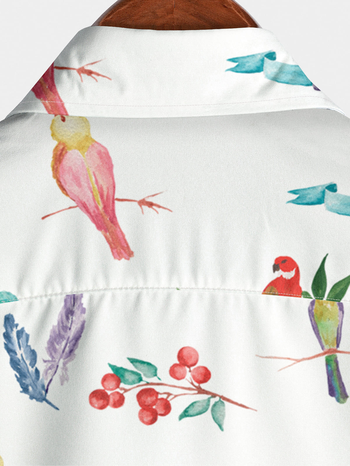 Chemise à manches courtes à imprimé oiseaux pour hommes