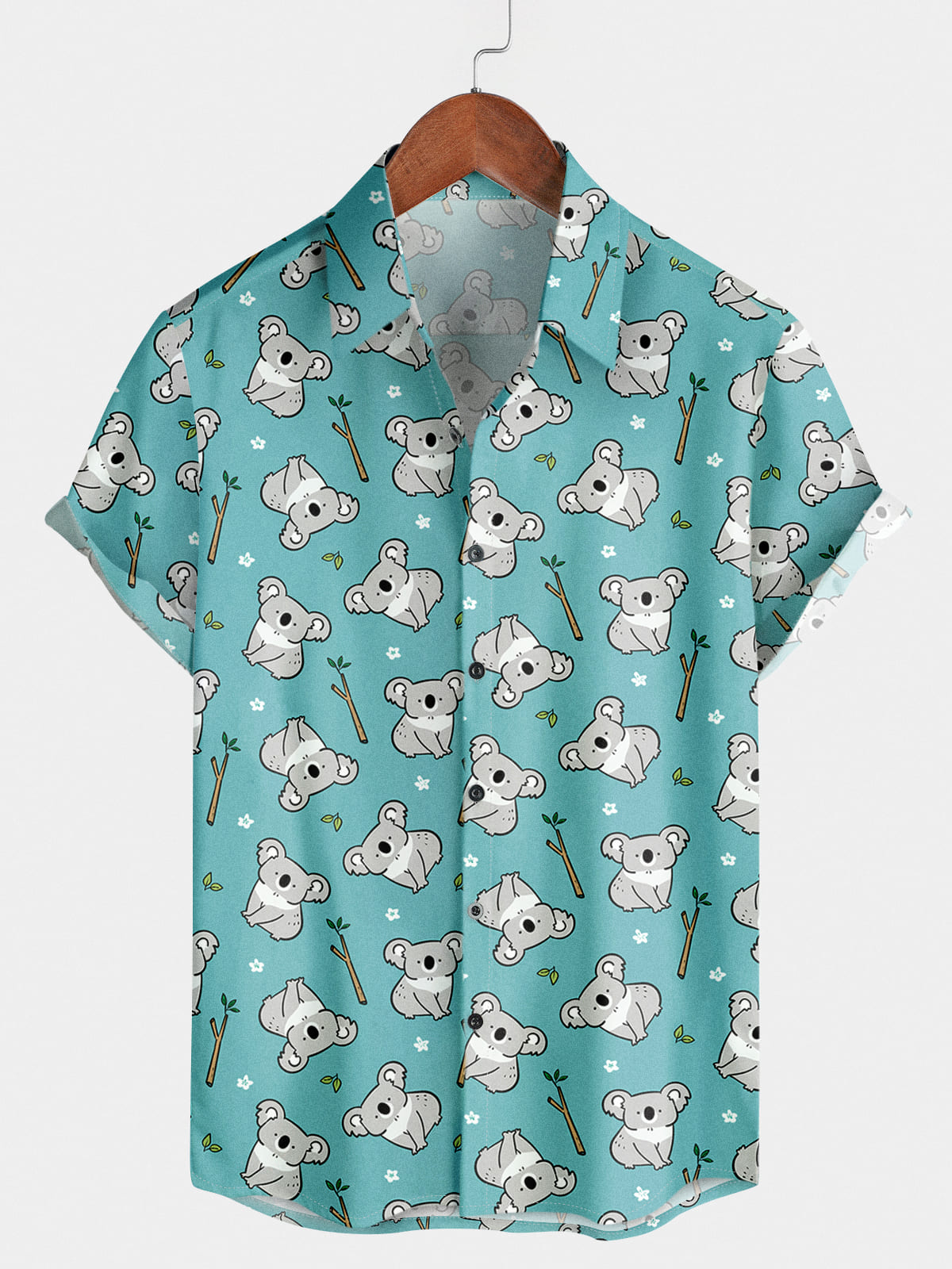 Men's Koala Print Short Sleeve Shirt