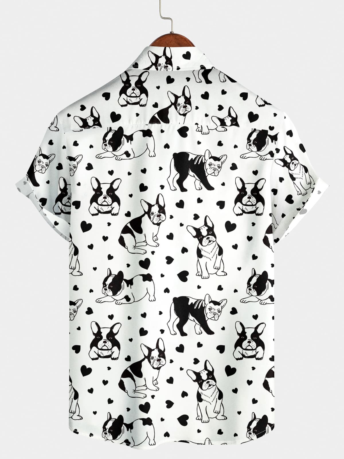 Chemise à manches courtes à imprimé bouledogue français pour homme