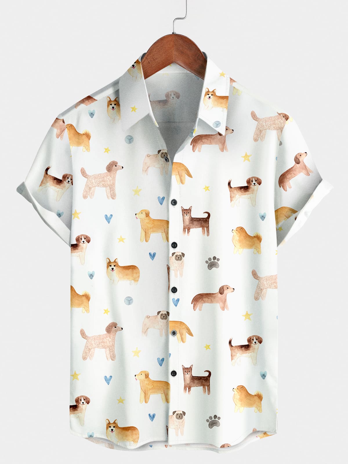 Chemise à manches courtes à imprimé chien pour hommes
