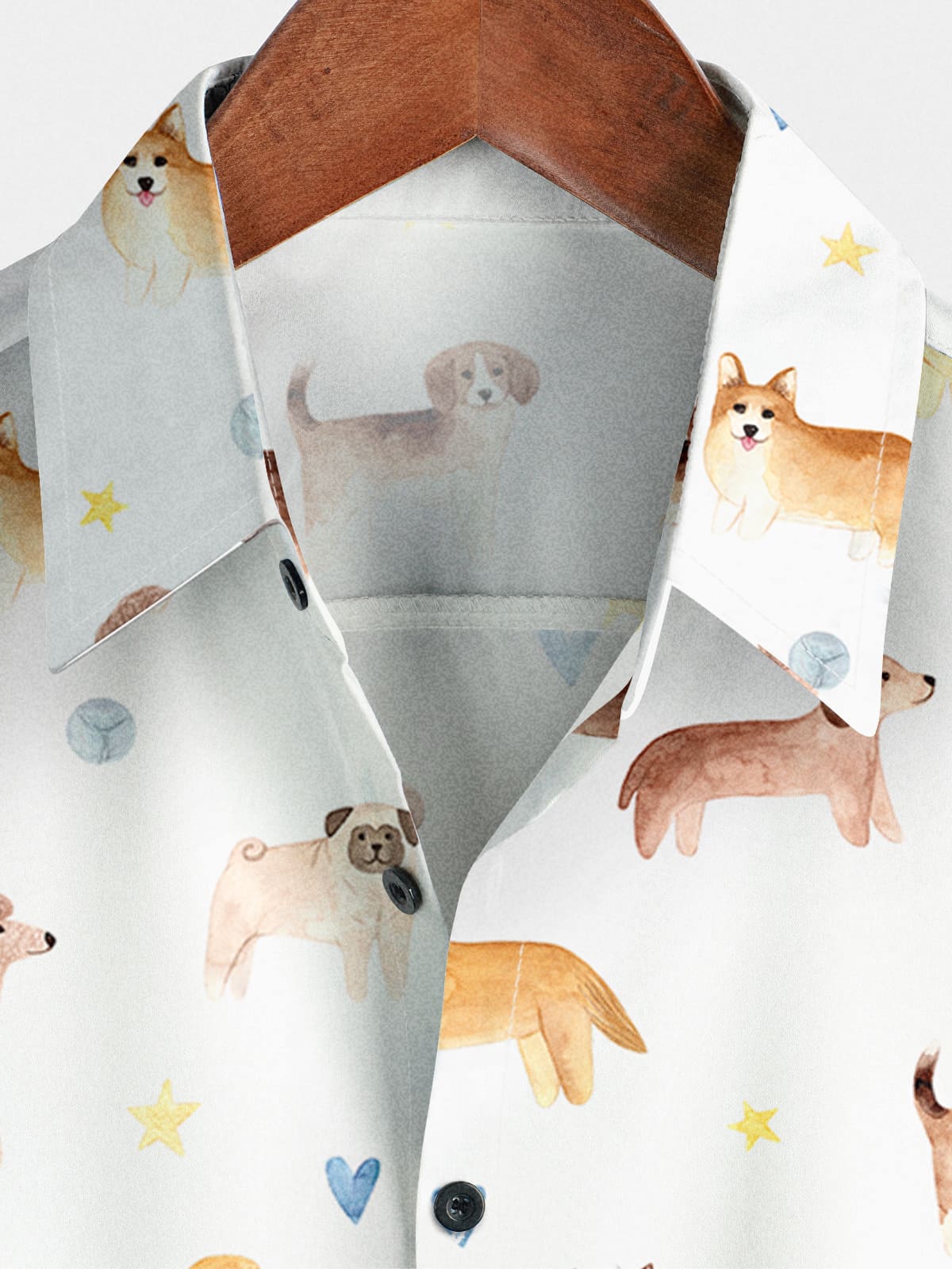 Chemise à manches courtes à imprimé chien pour hommes