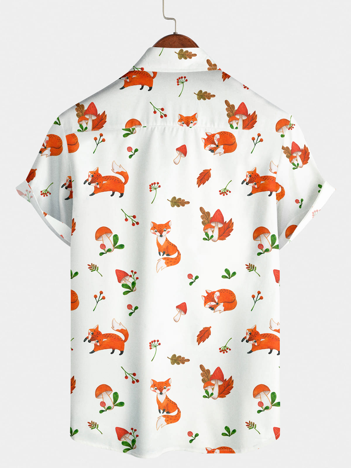 Chemise à manches courtes à imprimé renard pour hommes