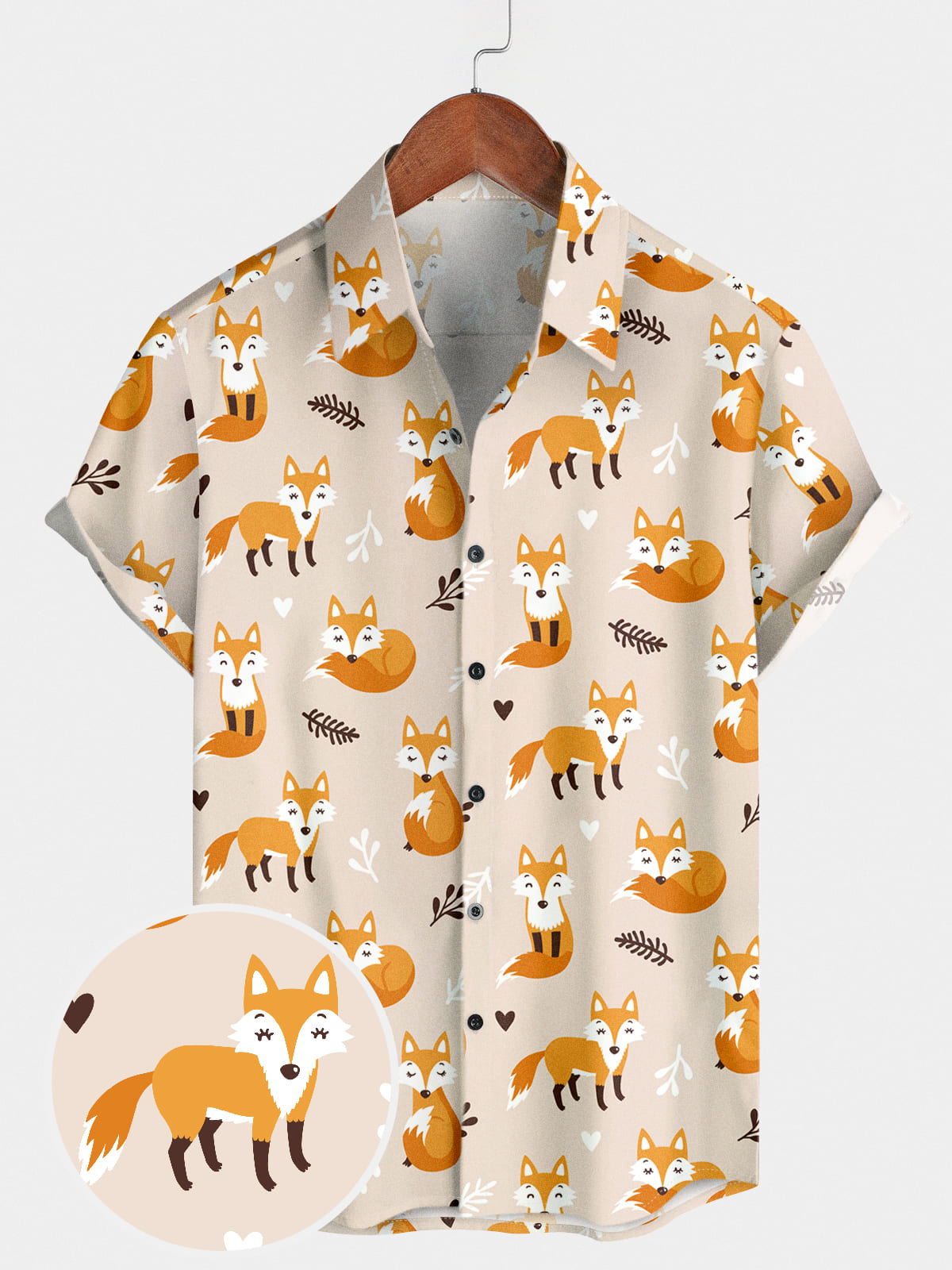 Chemise à manches courtes en renard à fleurs pour hommes