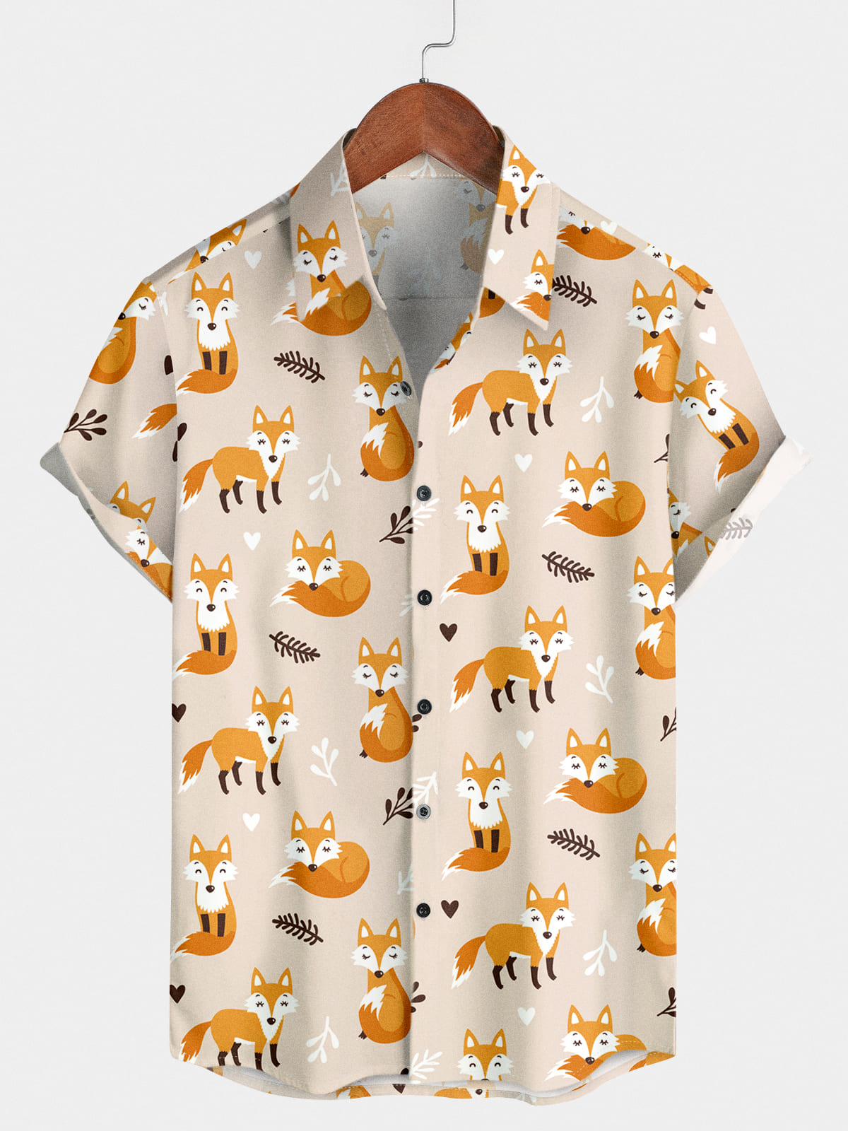 Chemise à manches courtes en renard à fleurs pour hommes