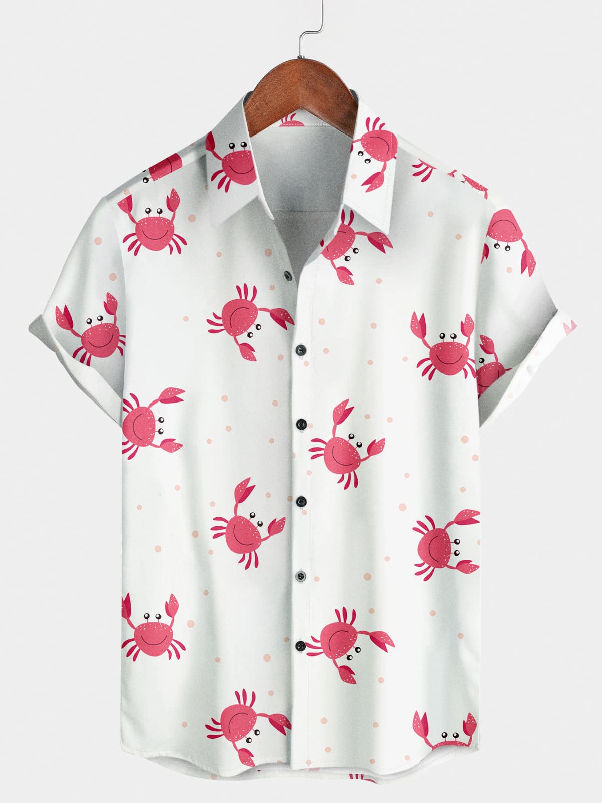 Chemise à manches courtes à imprimé crabe pour hommes