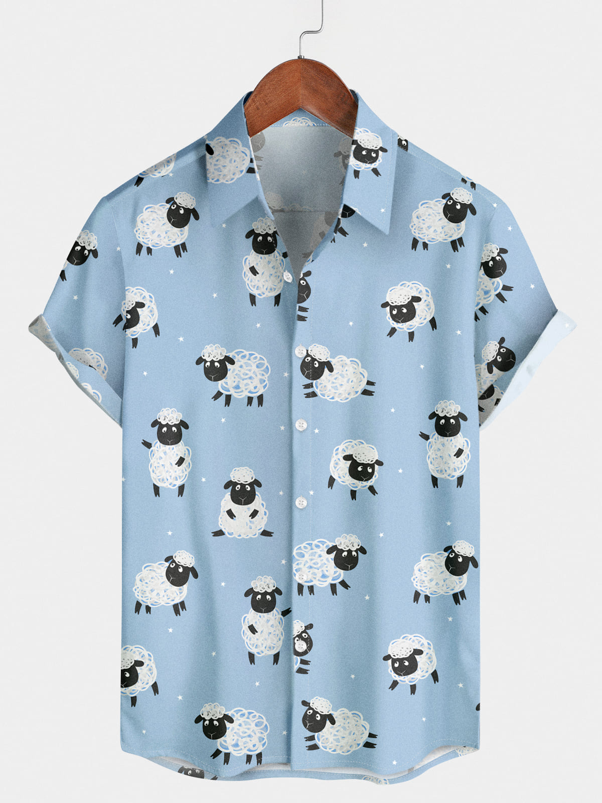 Chemise à manches courtes à imprimé mouton pour hommes