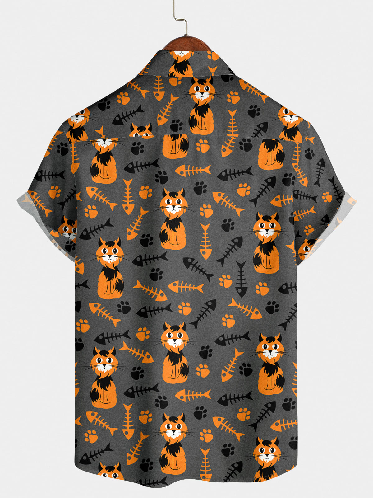 Chemise à manches courtes à imprimé chat pour hommes