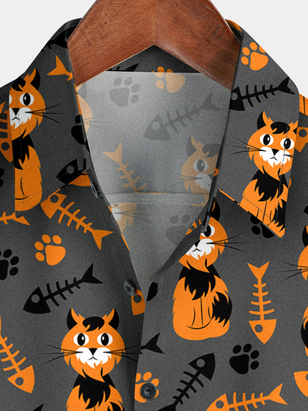 Chemise à manches courtes à imprimé chat pour hommes