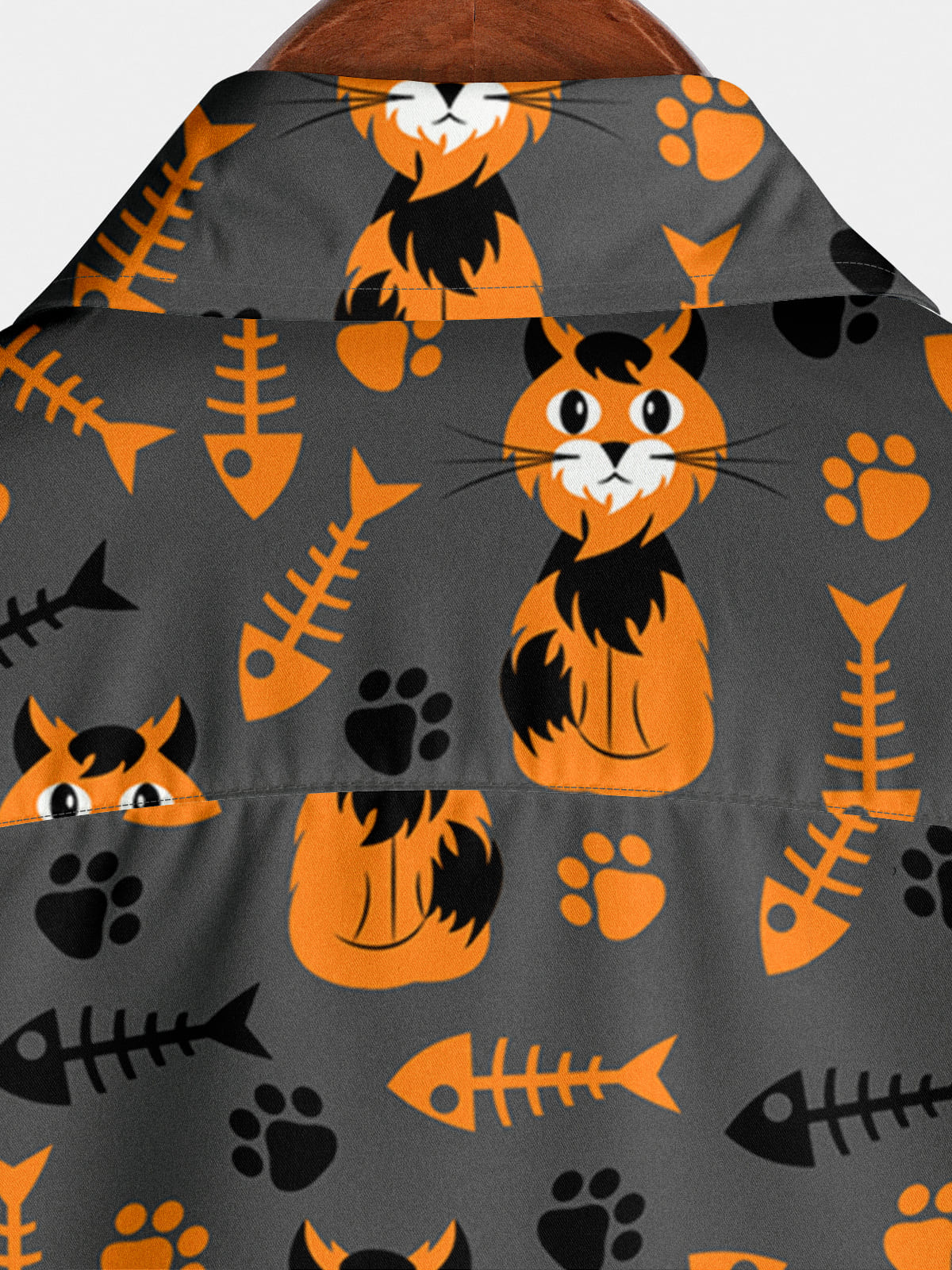 Chemise à manches courtes à imprimé chat pour hommes