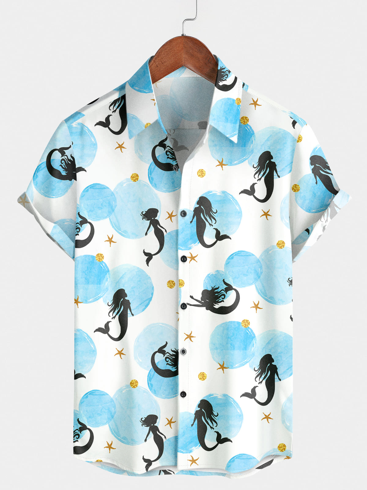 Chemise à manches courtes à imprimé sirène pour hommes