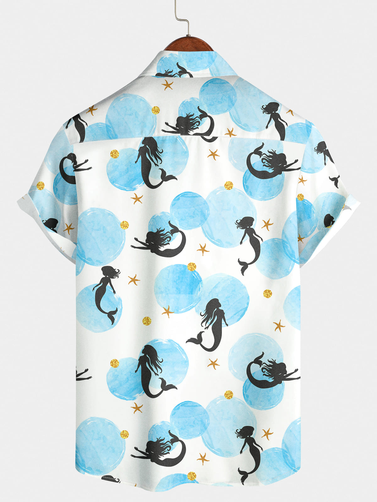 Chemise à manches courtes à imprimé sirène pour hommes