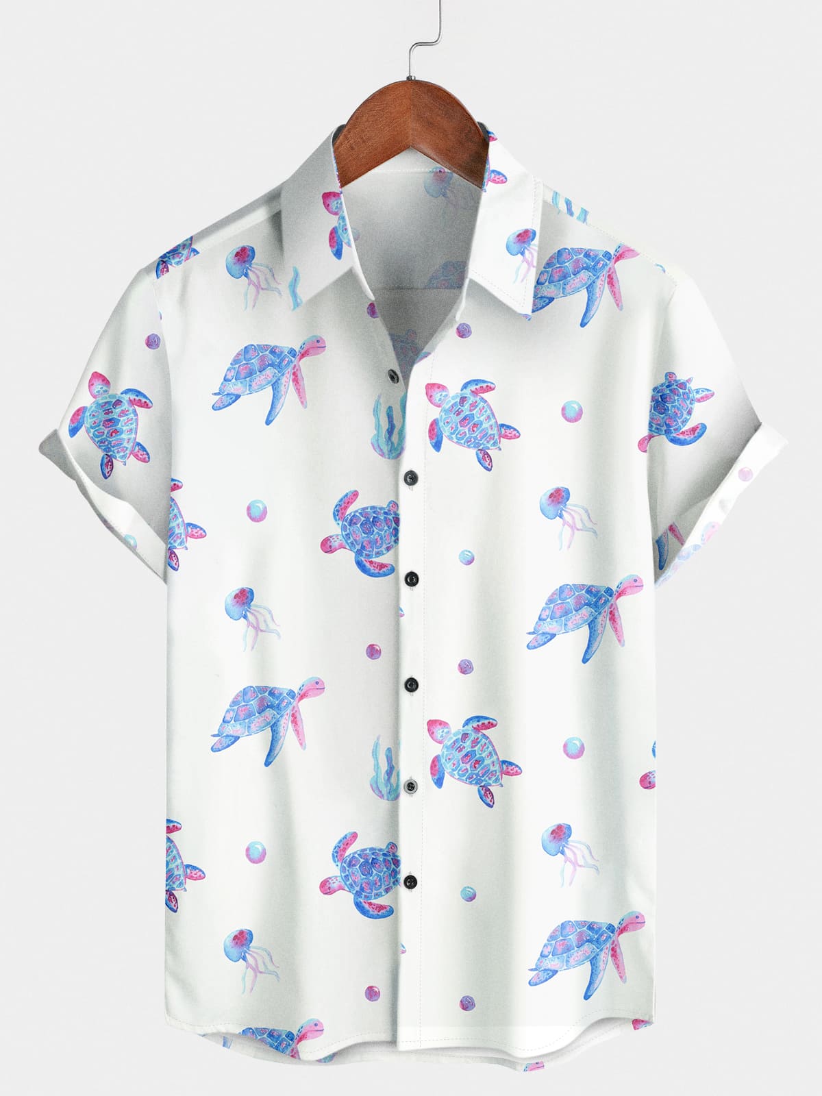 Chemise à manches courtes à imprimé tortue pour hommes