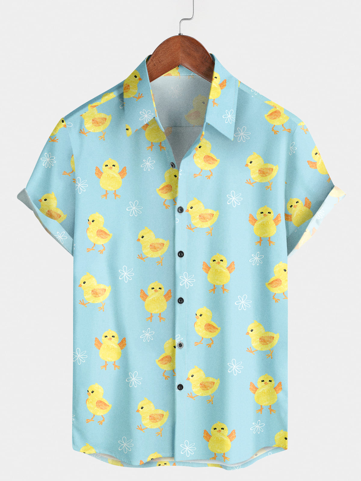 Chemise à manches courtes à imprimé poussins pour hommes