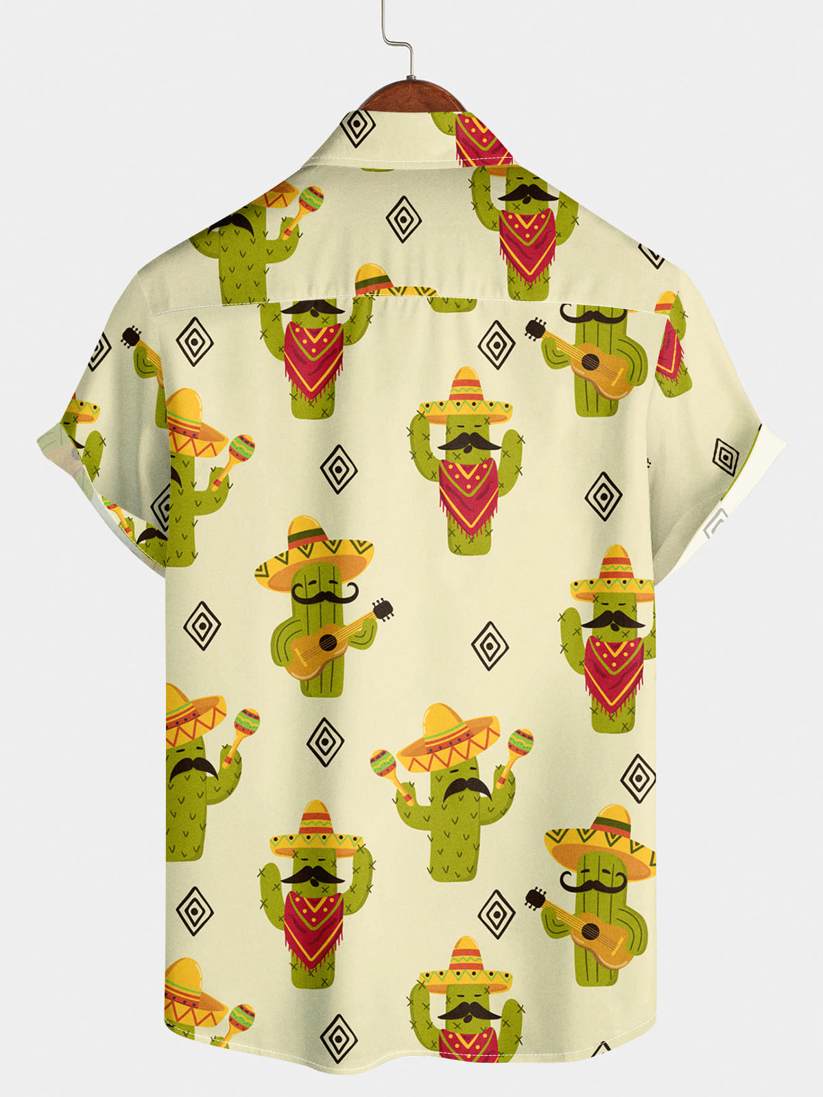 Camicia a maniche corte da uomo con stampa di cactus