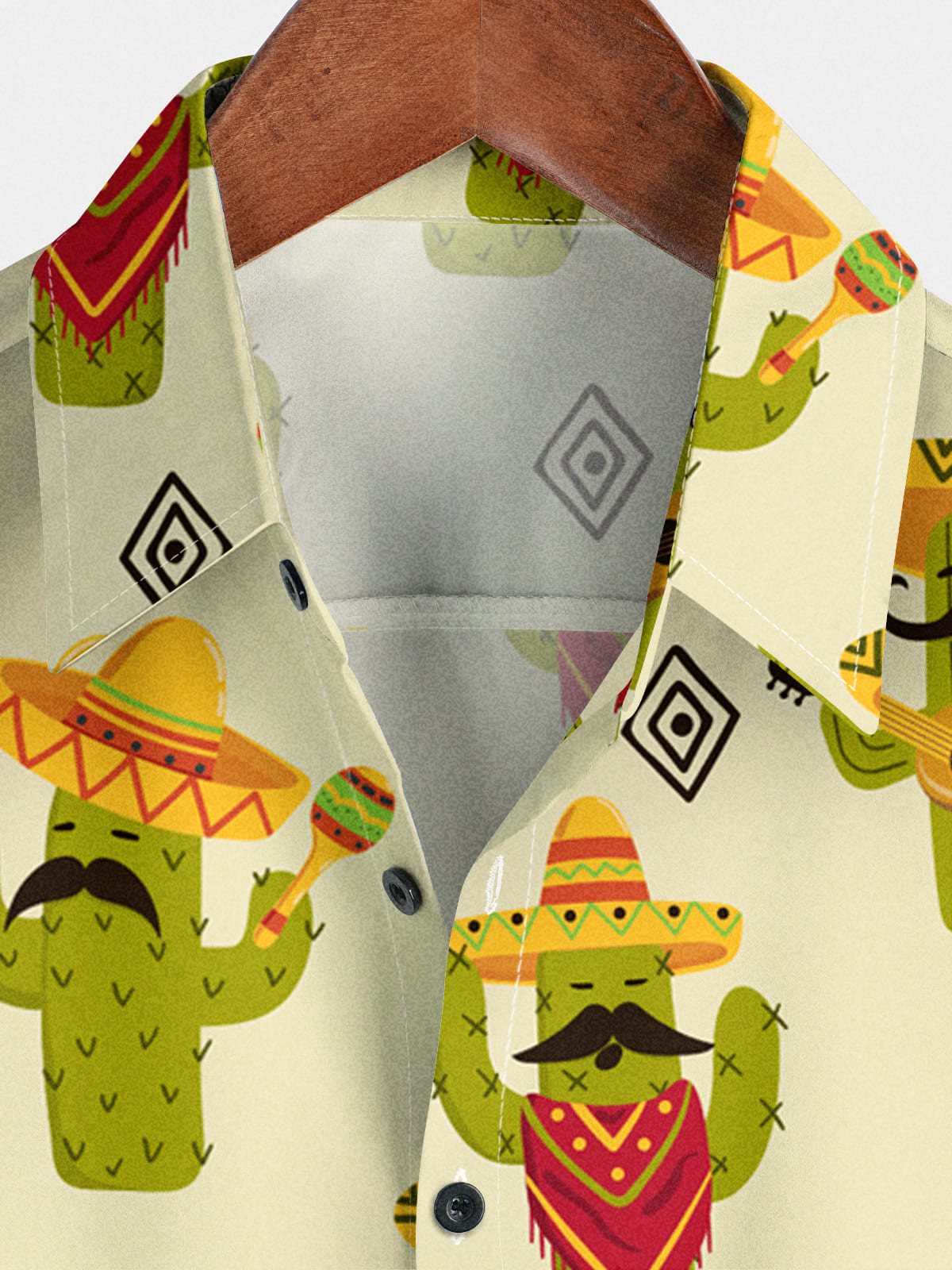 Camicia a maniche corte da uomo con stampa di cactus