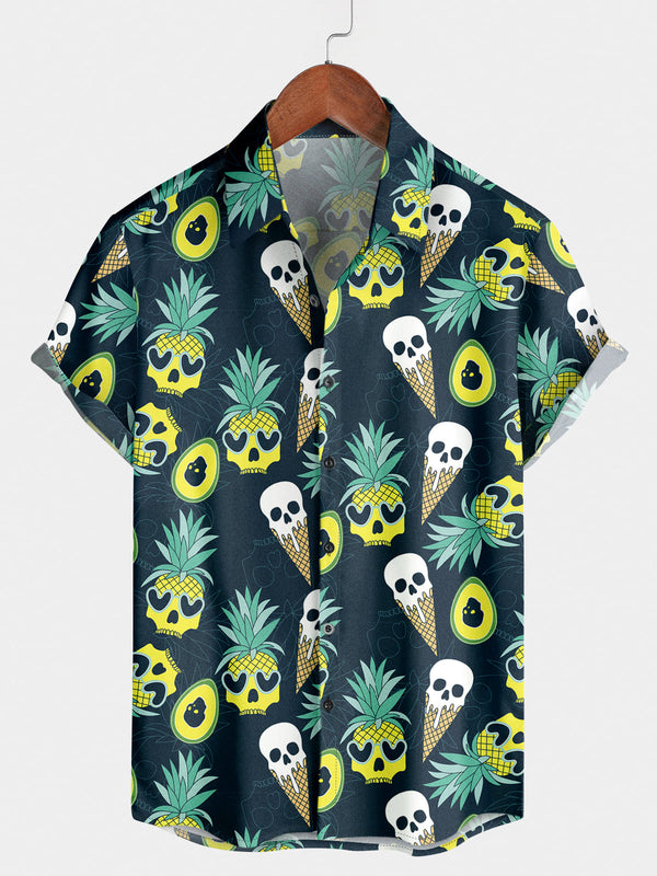 Camicia a maniche corte con scheletro di ananas da uomo