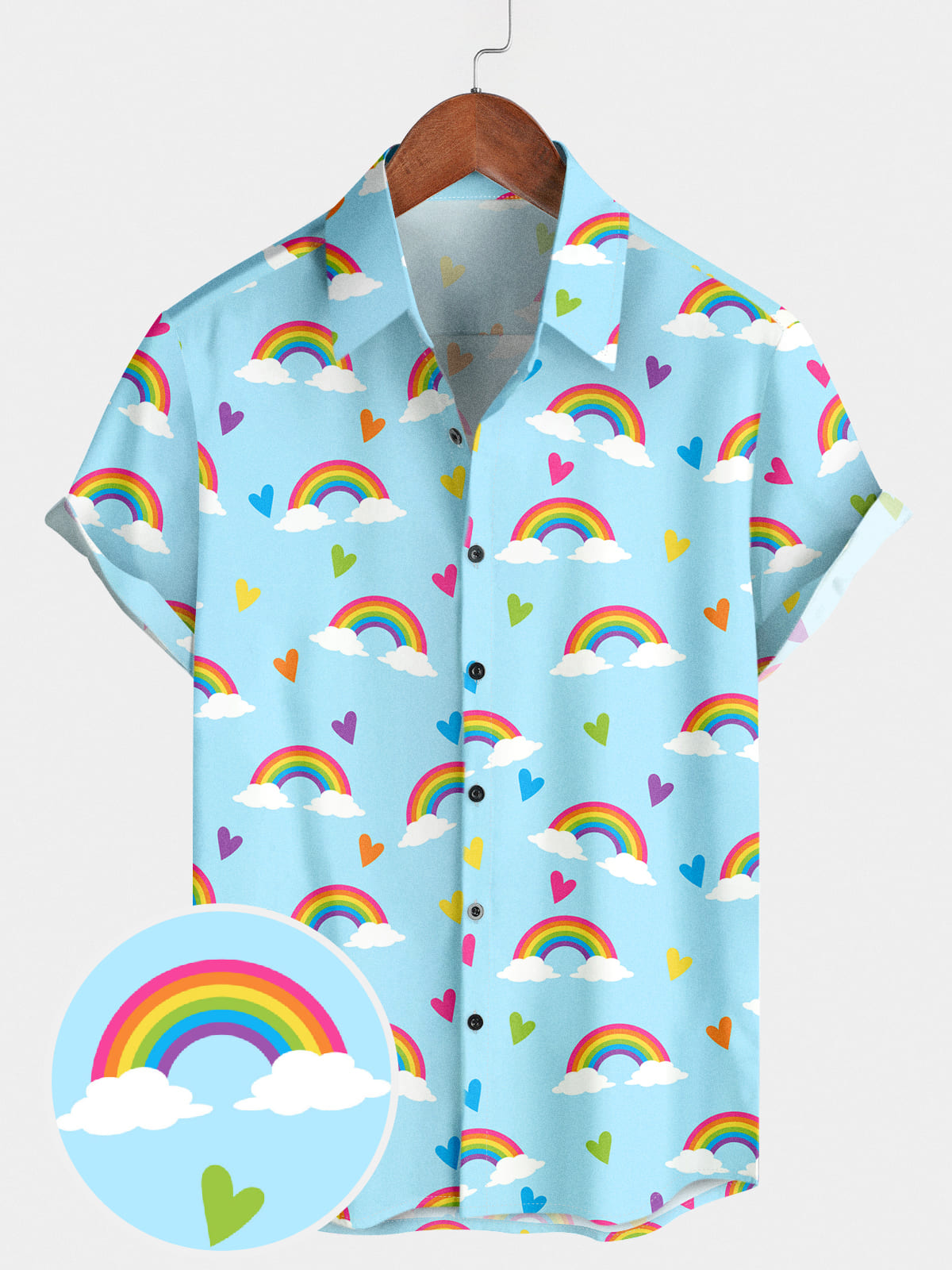 Chemise à manches courtes à imprimé arc-en-ciel pour hommes