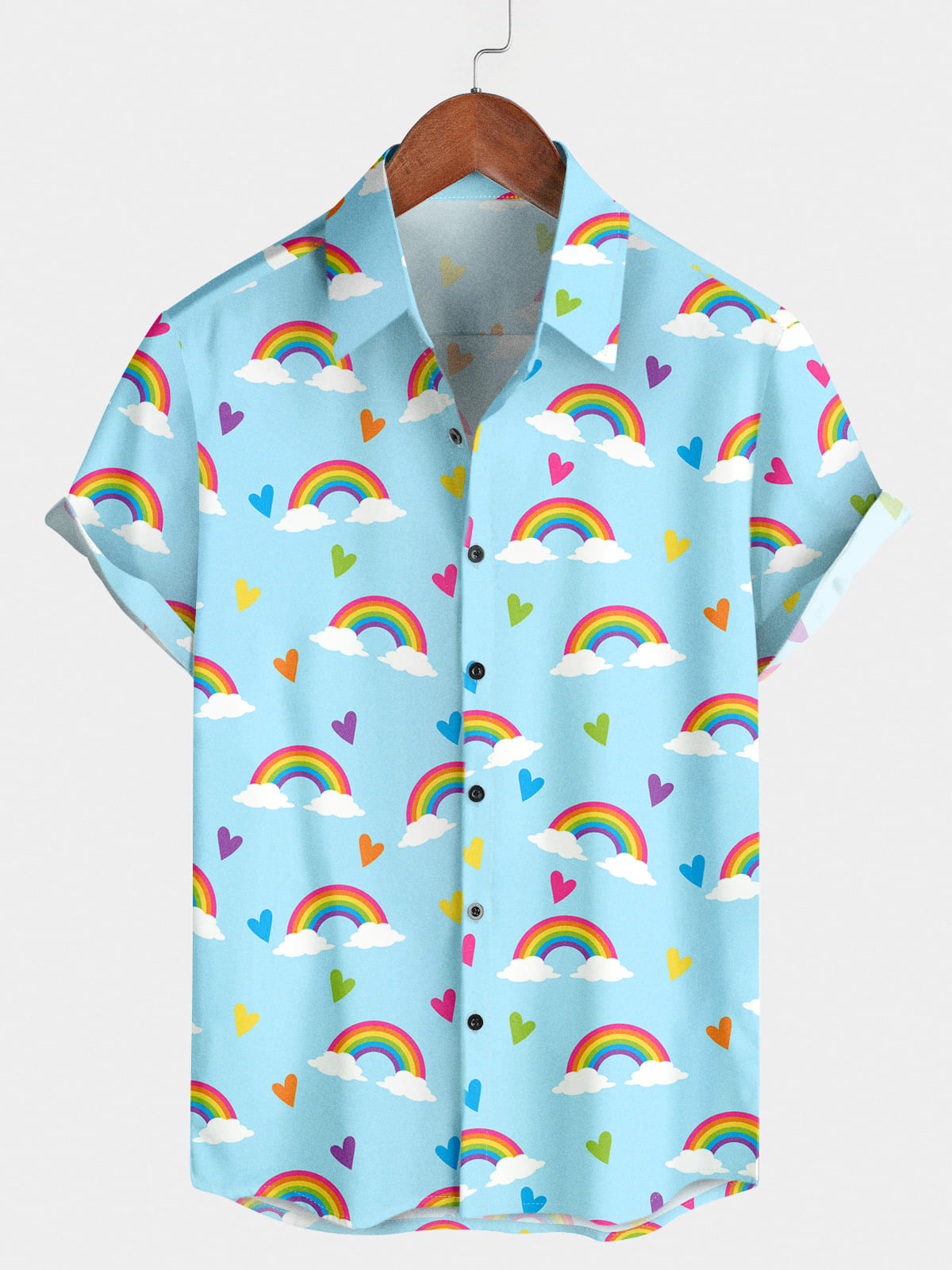 Chemise à manches courtes à imprimé arc-en-ciel pour hommes