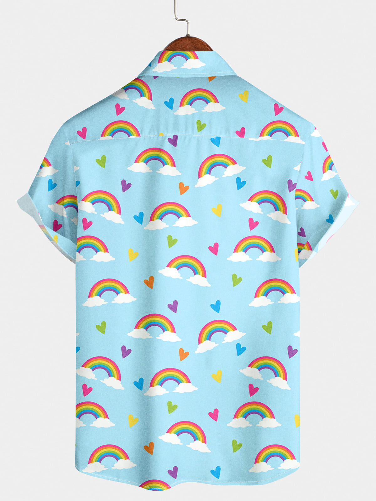 Camicia a maniche corte con stampa arcobaleno da uomo