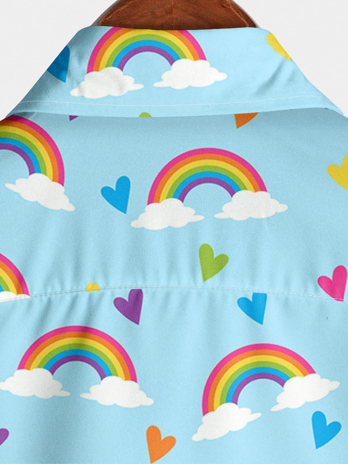 Camicia a maniche corte con stampa arcobaleno da uomo