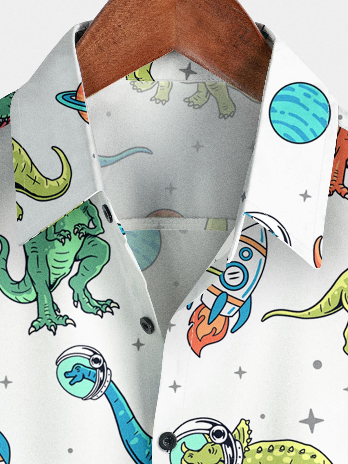 Camicia a maniche corte casual da uomo con dinosauro