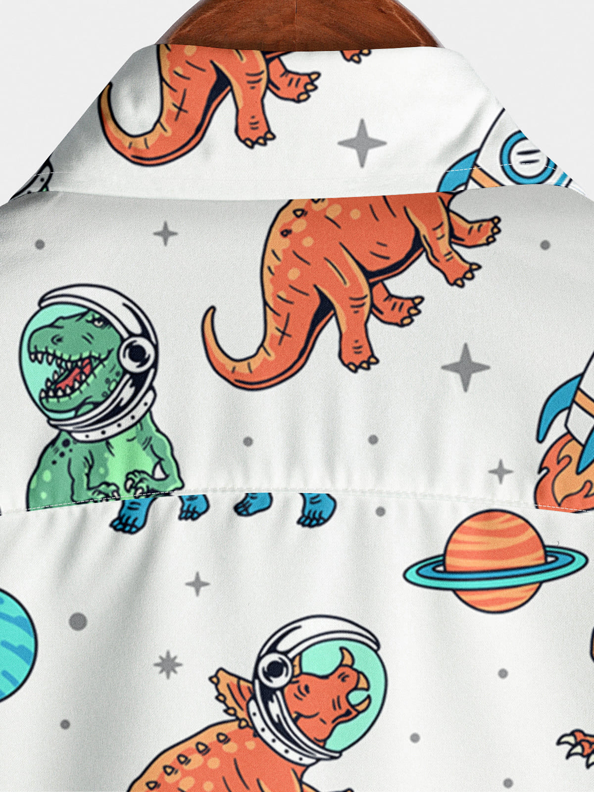 Camicia a maniche corte casual da uomo con dinosauro