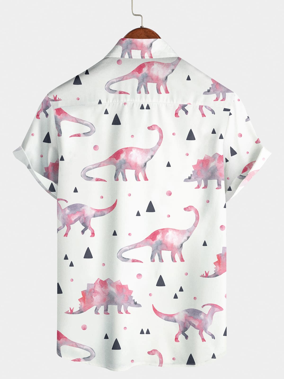 Camicia a maniche corte casual da uomo con dinosauro