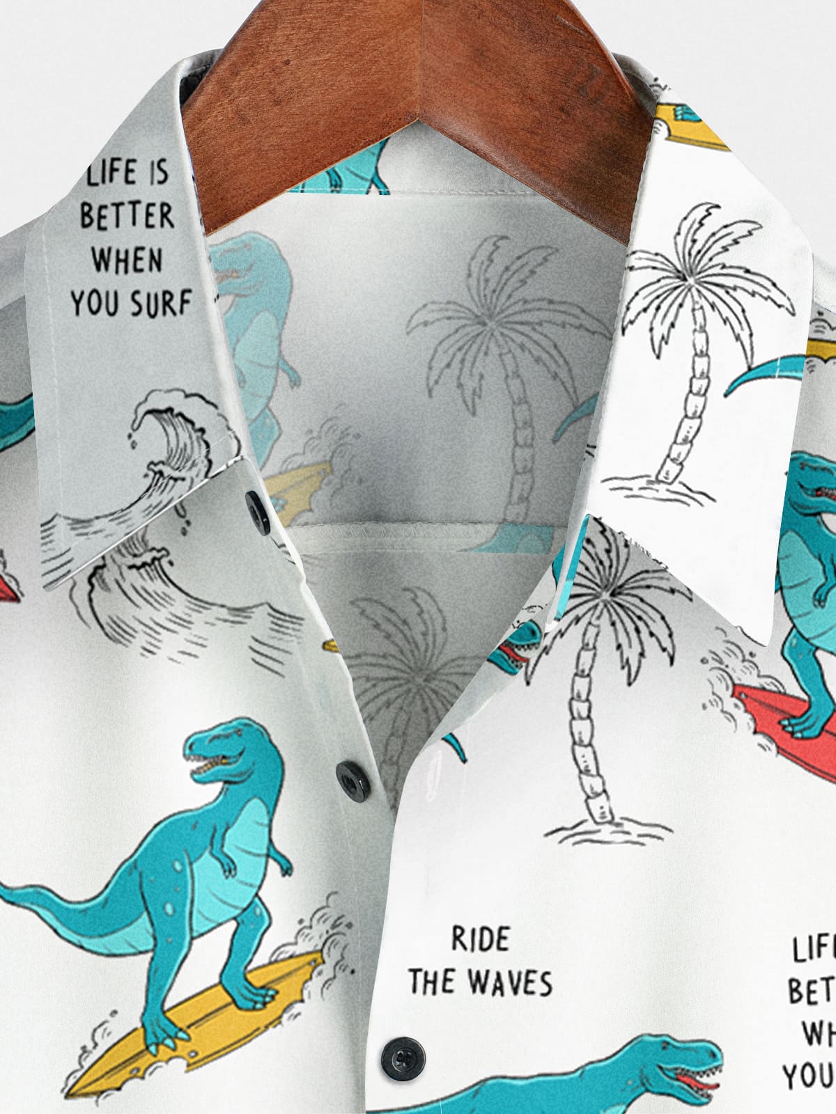 Camicia a maniche corte casual da uomo con dinosauro