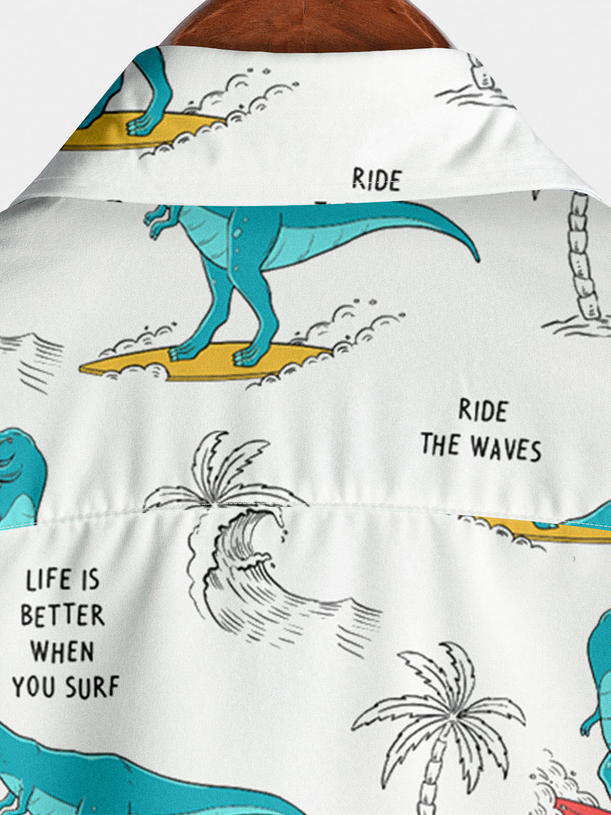 Camicia a maniche corte casual da uomo con dinosauro