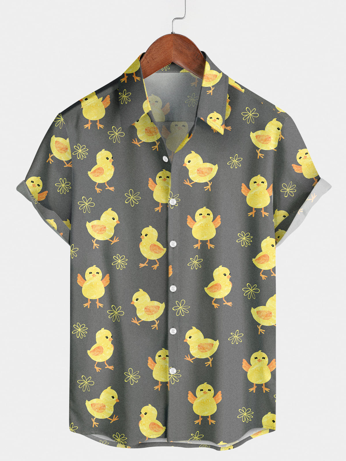 Chemise à manches courtes à imprimé poussins pour hommes