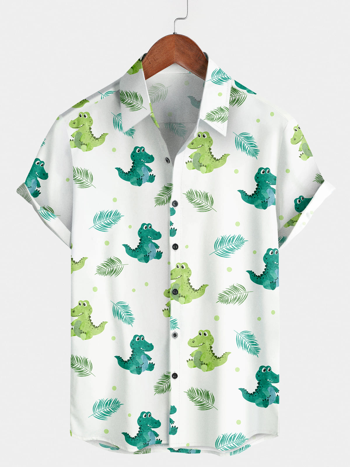 Chemise à manches courtes à imprimé dinosaure pour hommes