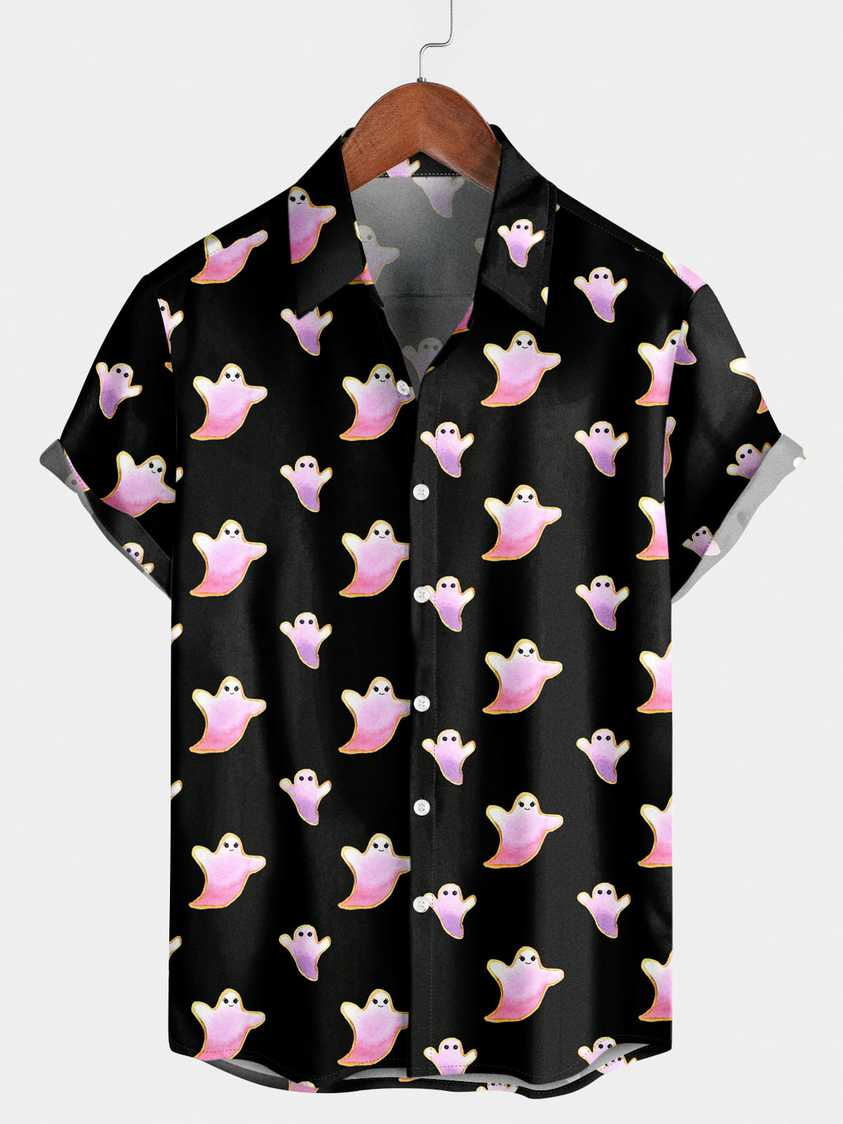 Chemise à manches courtes à imprimé fantôme pour hommes