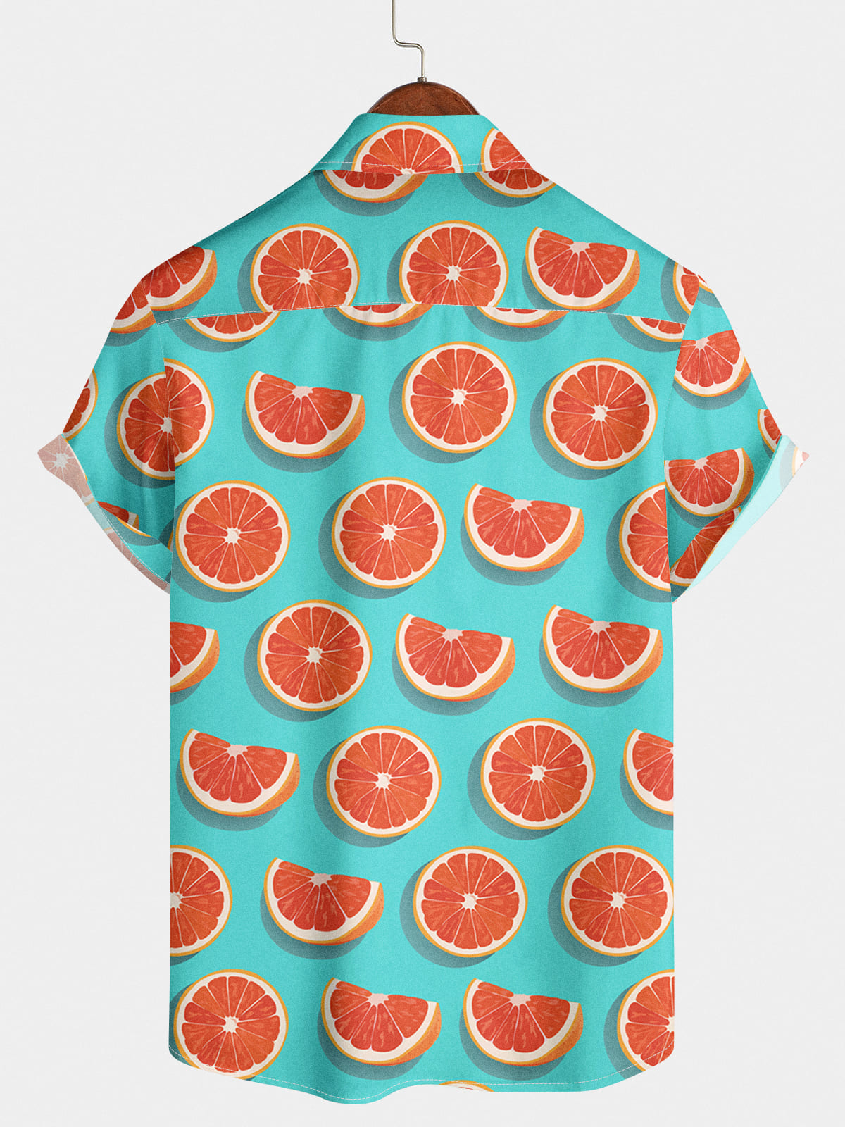 Chemise Homme Orange Imprimée À Manches Courtes