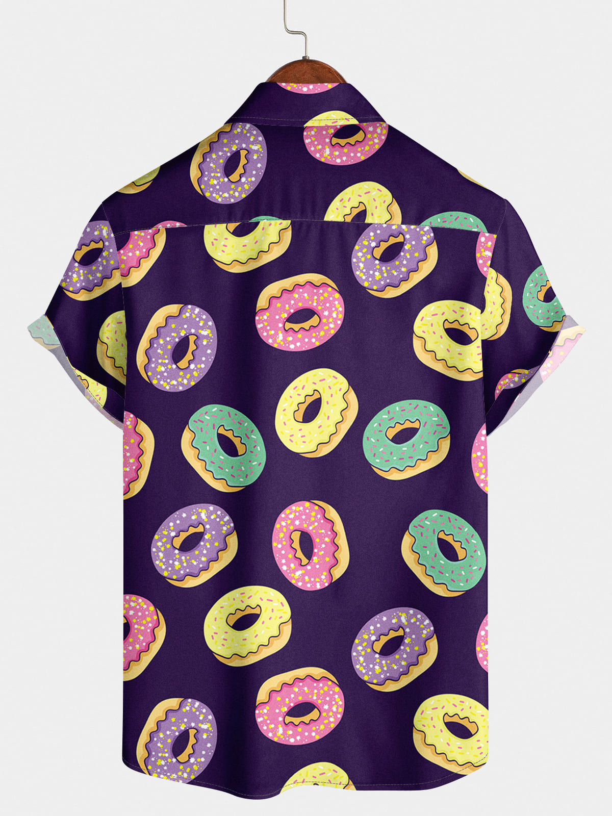 Camicia a maniche corte da uomo con stampa ciambella