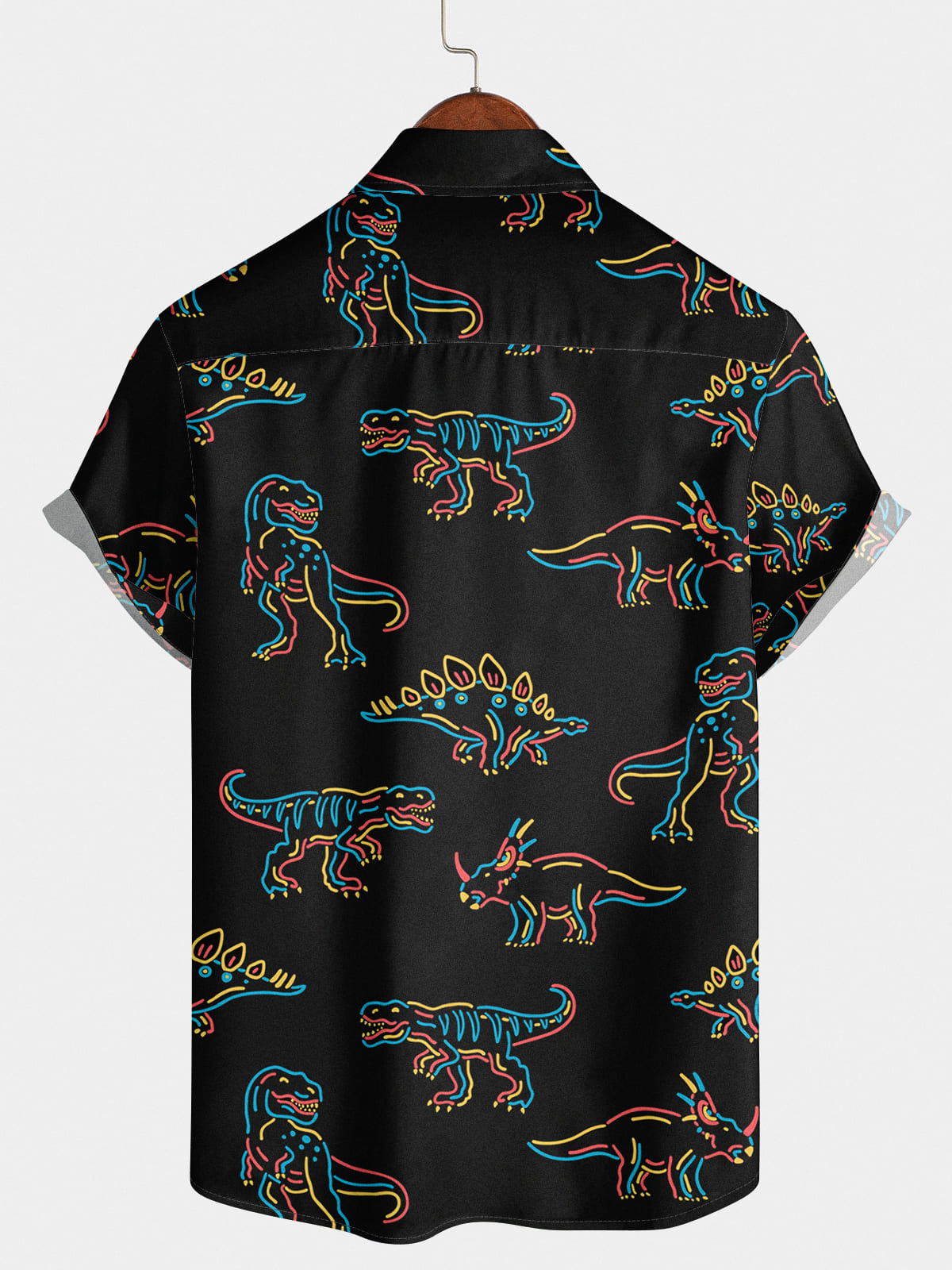 Chemise à manches courtes à imprimé dinosaure pour hommes