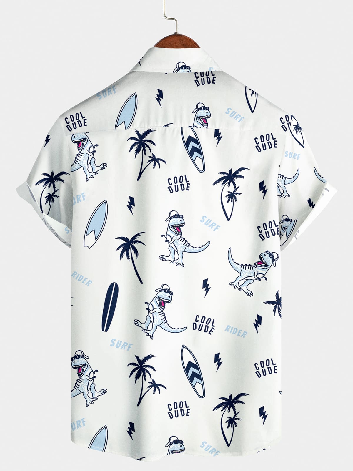 Camicia a maniche corte casual da uomo con dinosauro
