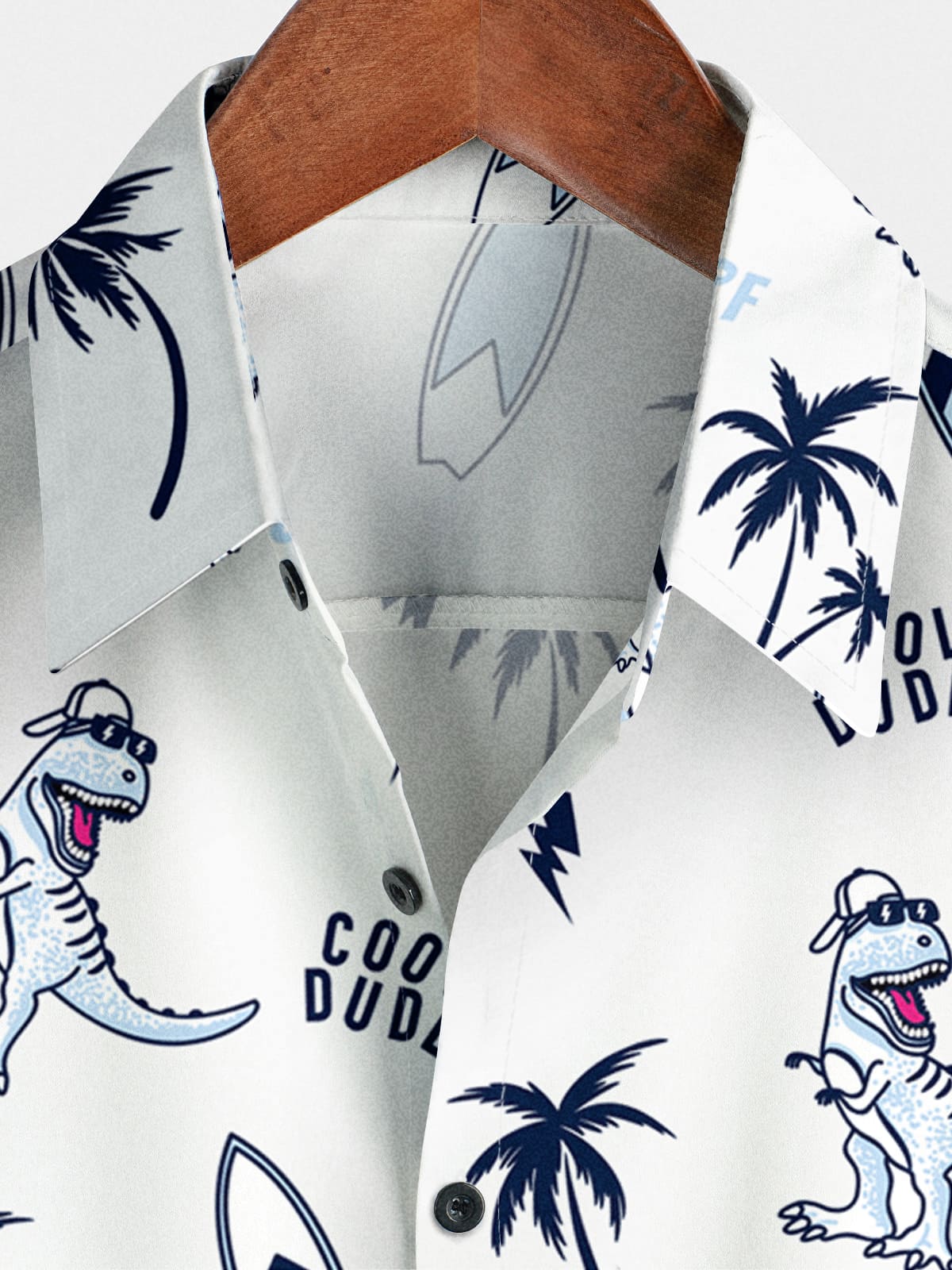 Camicia a maniche corte casual da uomo con dinosauro