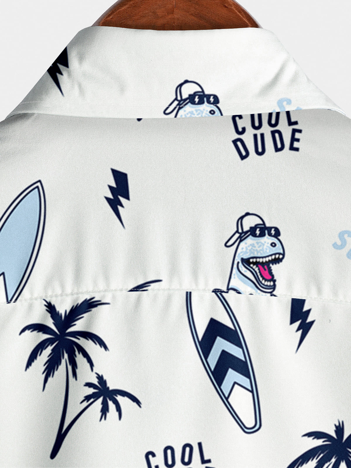 Camicia a maniche corte casual da uomo con dinosauro