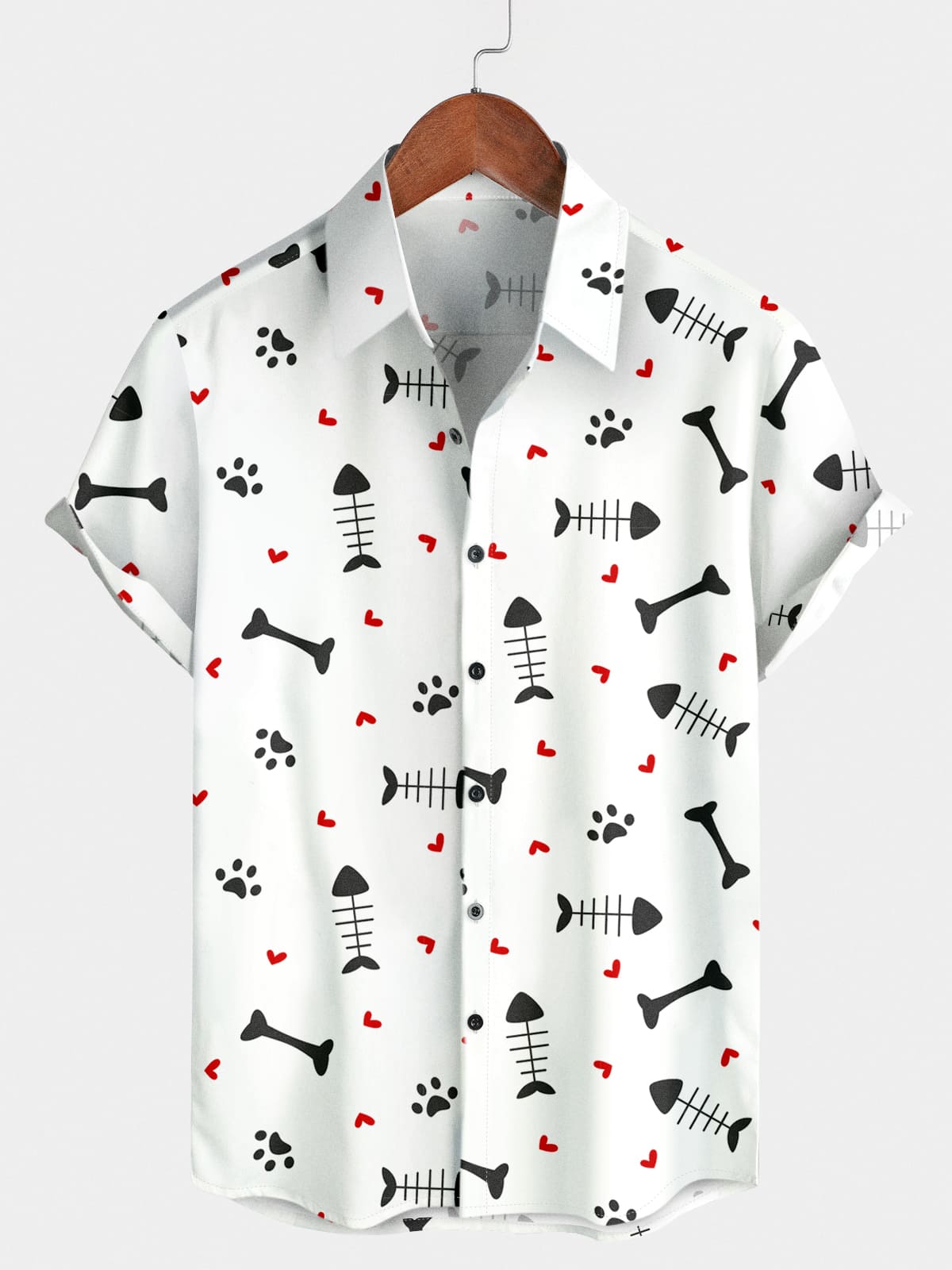 Camicia a maniche corte da uomo con scheletro di pesce