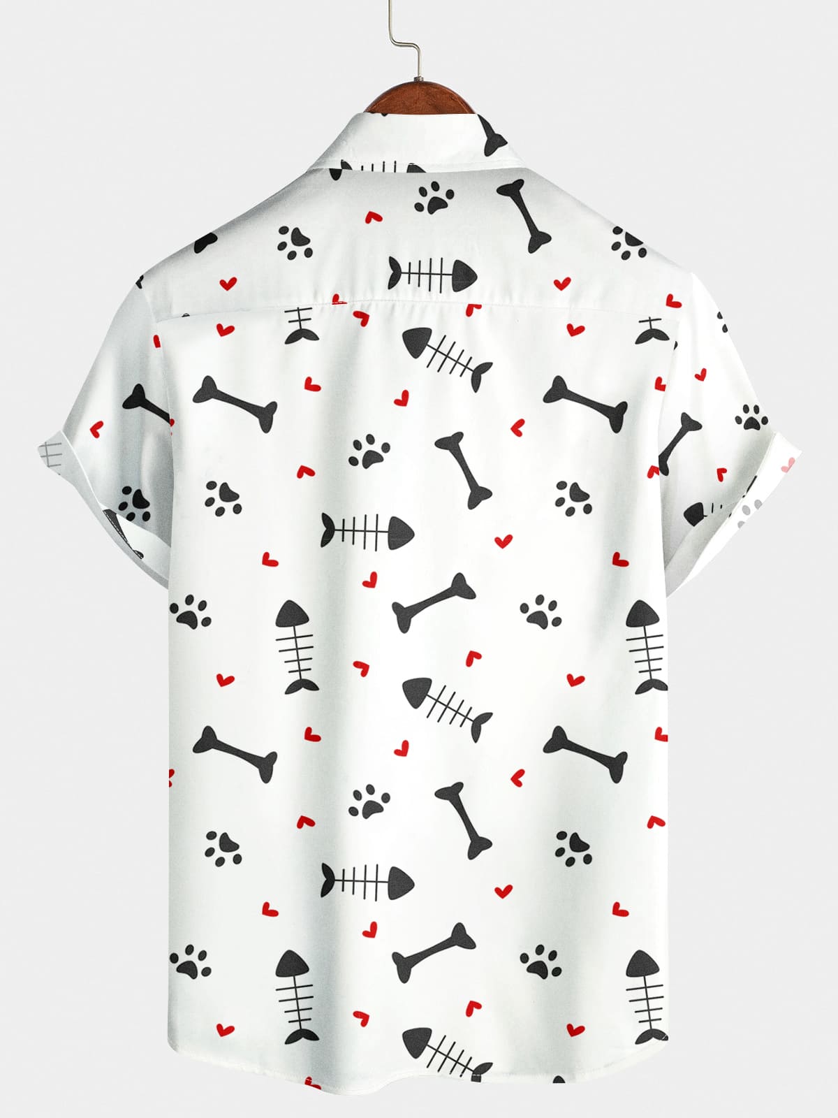 Camicia a maniche corte da uomo con scheletro di pesce