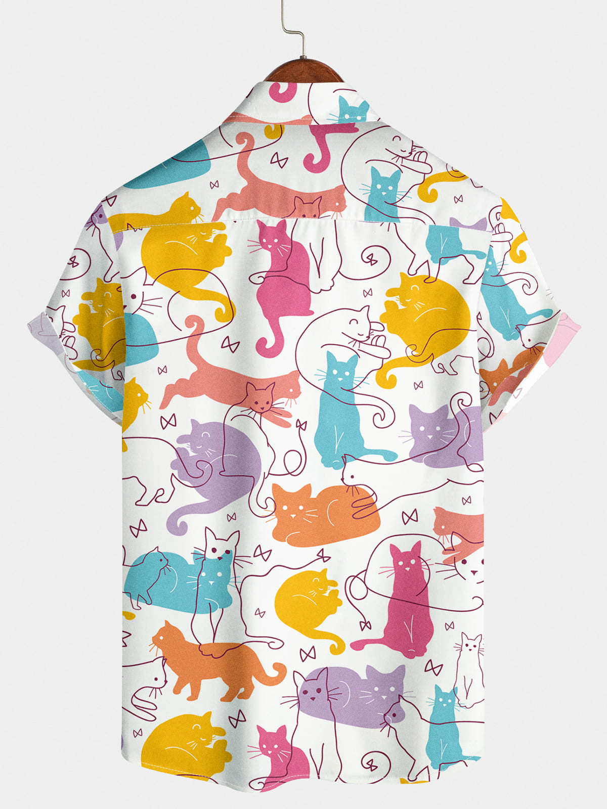 Chemise à manches courtes à imprimé chat pour hommes