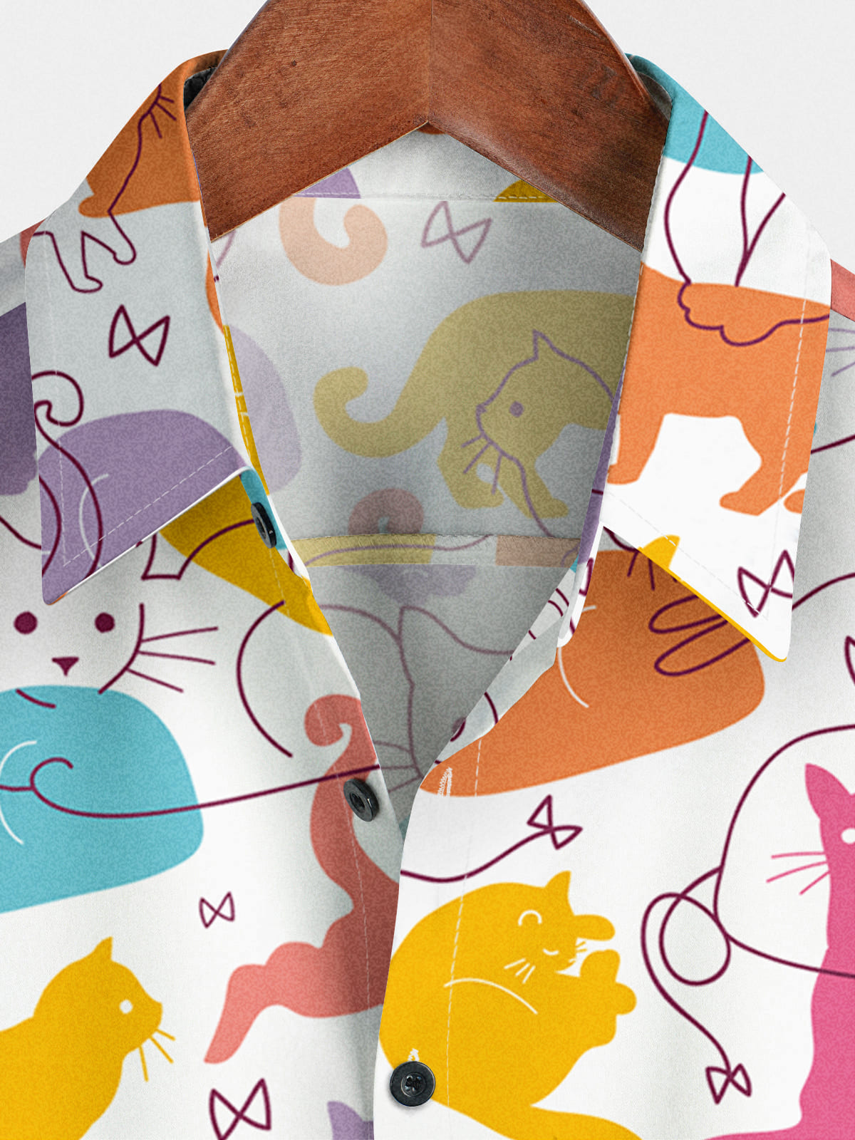 Chemise à manches courtes à imprimé chat pour hommes