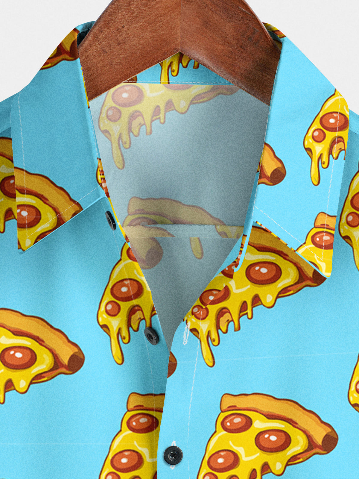 Chemise à manches courtes à imprimé pizza pour hommes