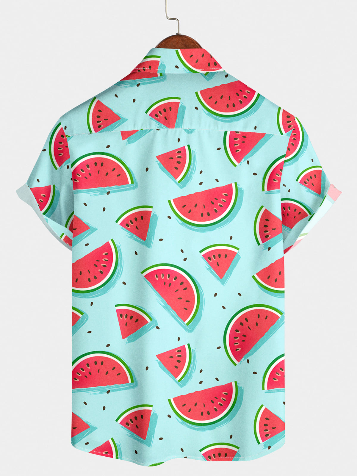 Chemise à manches courtes à imprimé pastèque pour hommes