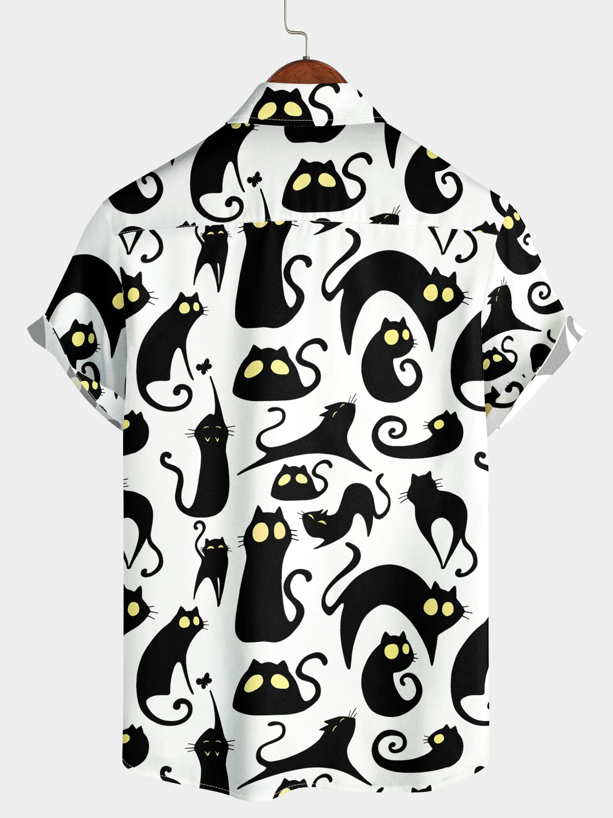 Chemise à manches courtes à imprimé chat pour hommes